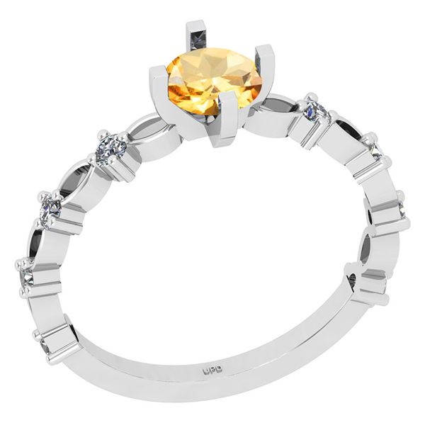 Certified 0.68 Ctw I2/I3 Citrine And Diamond 10K White