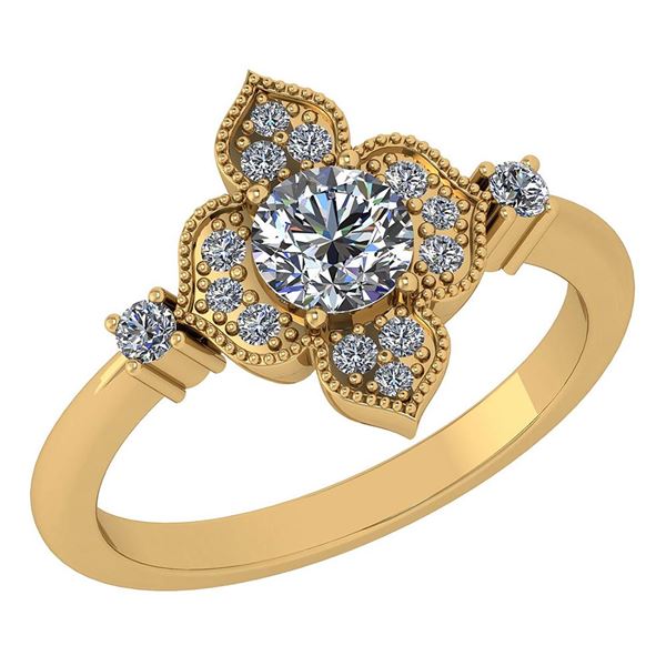 Certified 0.68 Ctw Diamond Wedding/Engagement Style 14K
