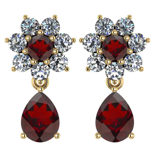 Certified 4.86 Ctw Garnet And Diamond 14k Yellow Gold H