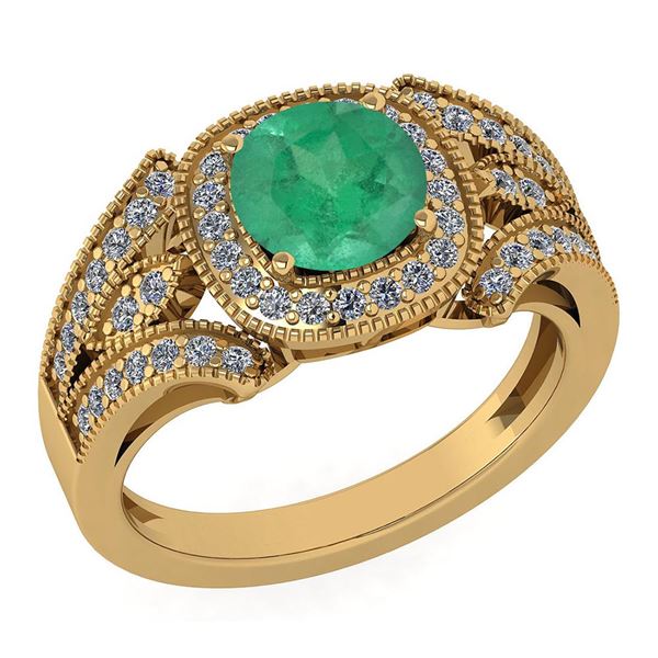 Certified 1.58 Ctw Emerlad And Diamond Wedding/Engageme