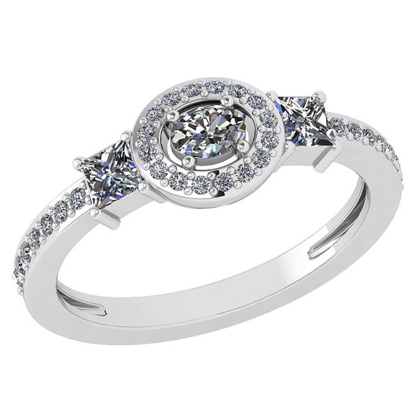 0.77 Ctw Diamond 14k White Gold Halo Ring