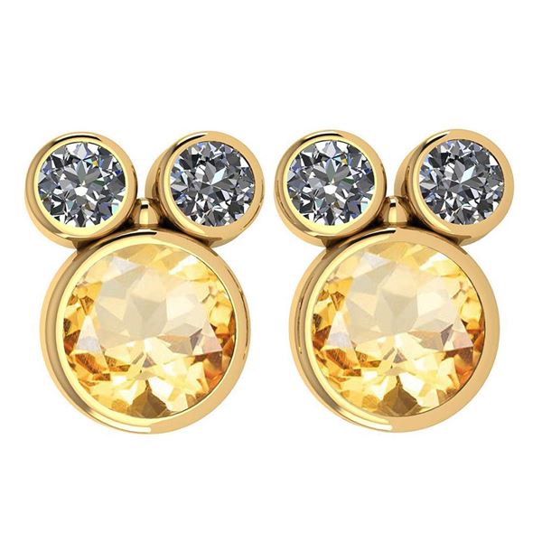 Certified 3.14 Ctw Citrine And Diamond VS/SI1 Earrings