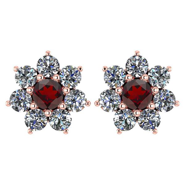 Certified 1.86 Ctw Garnet And Diamond 14k Rose Gold Hal