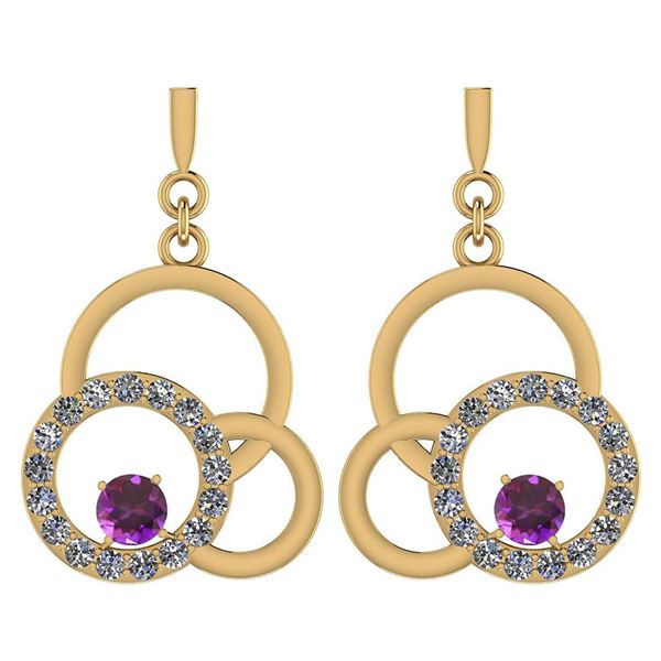 Certified 0.75 Ctw Amethyst And Diamond VS/SI1 Earrings