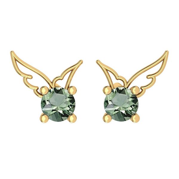 Certified 0.50 Ctw Green Amethyst Stud Earrings 14K Gol