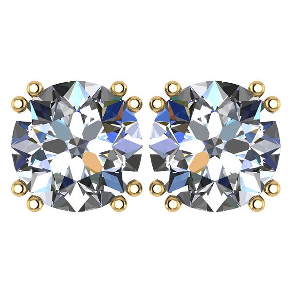Certified 2.00 Ctw Diamond 14K Yellow Gold Stud Earring