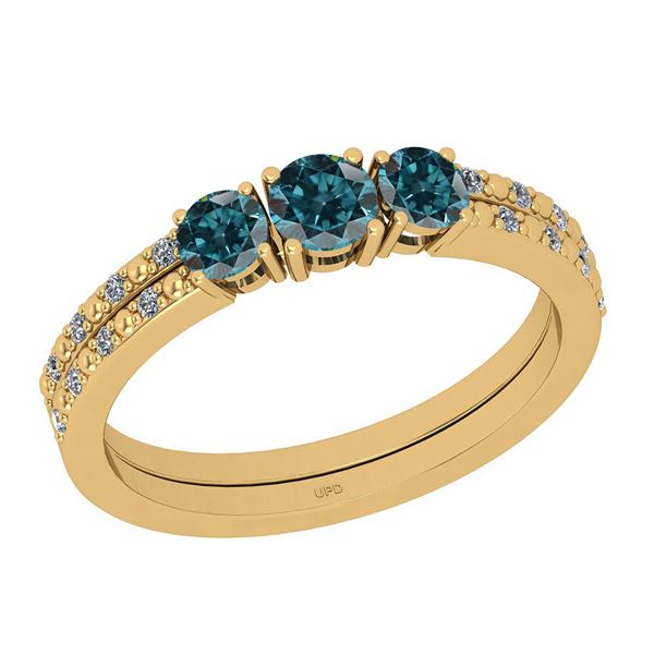 Certified 0.54 Ctw I2/I3 Treated Fancy Blue And Diamond