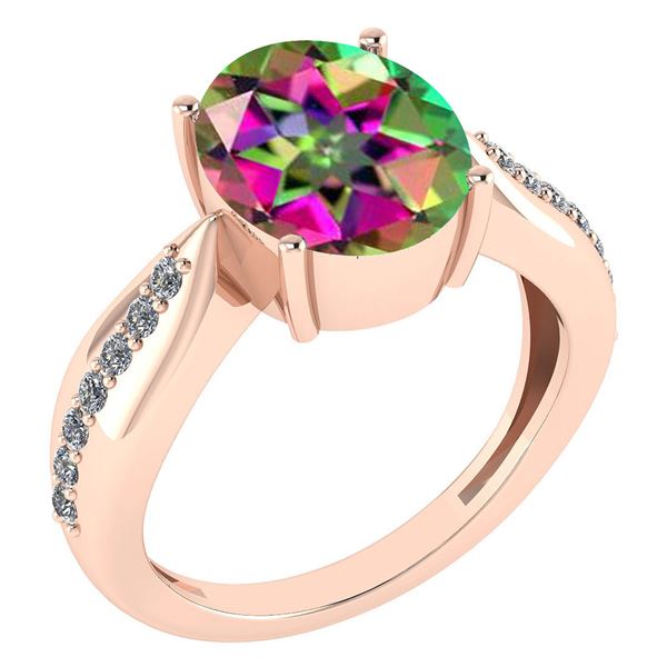 Certified 5.30 Ctw Mystic Topaz And Diamond VS/SI1 Ring