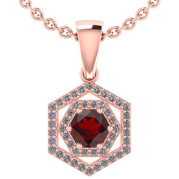 Certified 0.69 Ctw Garnet And Diamond 18K Rose Gold Hlo