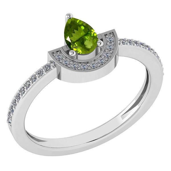 Certified 0.64 Ctw Peridot And Diamond 18k White Gold R