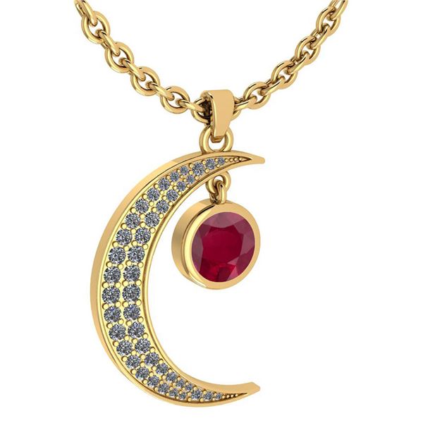 Certified 1.76 Ctw Ruby And Diamond Moon Necklace For w