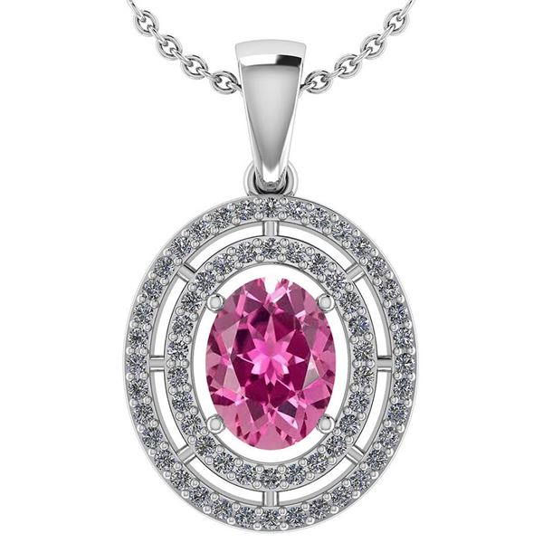 Certified 1.56 CTW Pink TourmalineAnd Diamond 14k White