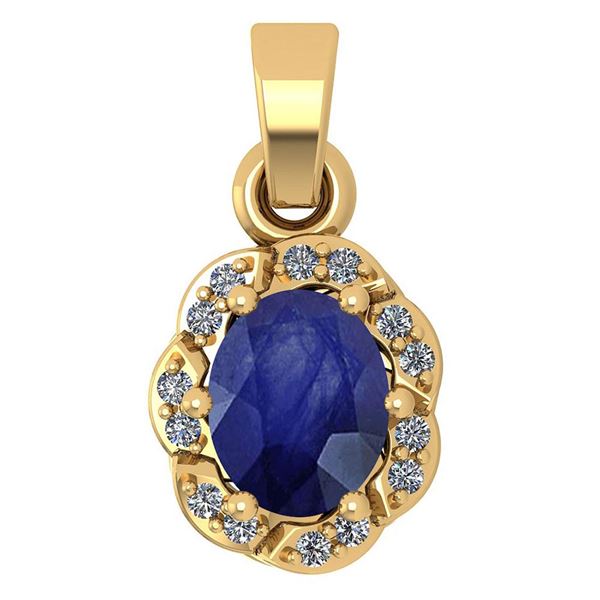 Certified 0.38 Ctw Blue Sapphire And Diamond 14k Yellow