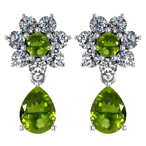 Certified 4.86 Ctw Peridot And Diamond 18K White Gold H