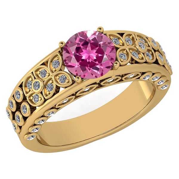 Certified 1.57 Ctw Pink Tourmaline And Diamond Wedding/