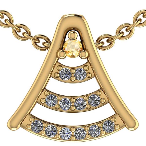 Certified 0.075 Ctw Citrine And Diamond 14k Yellow Gold