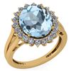Image 1 : Certified 5.65 Ctw Blue Topaz And Diamond VS/SI1 Halo R