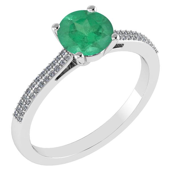 Certified 1.37 Ctw Emerald And Diamond 14k White Gold H