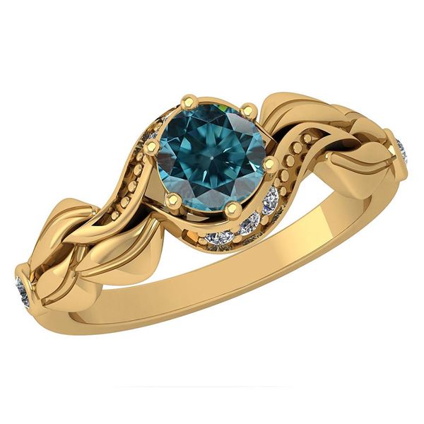 Certified 0.78 Ctw Treated Fancy Blue Diamond And White