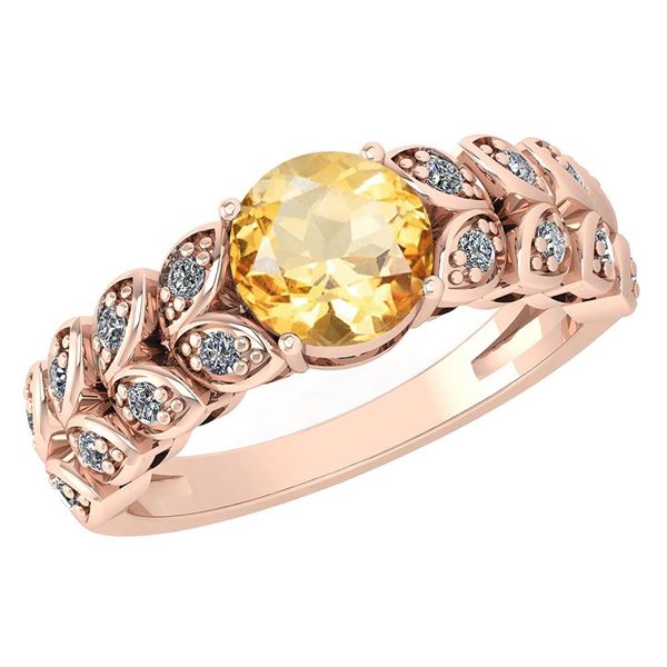 Certified 1.47 Ctw Citrine And Diamond Wedding/Engageme