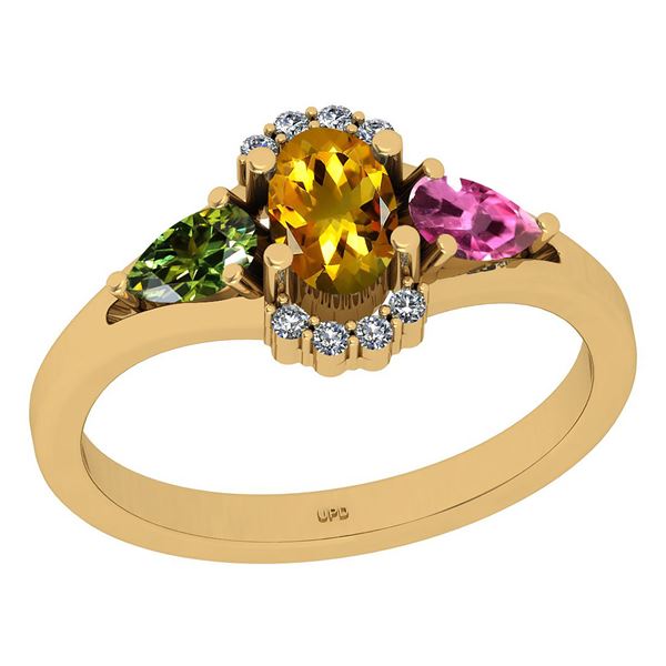 Certified 0.81 Ctw I2/I3 Multi Stone And Diamond 14K Ye