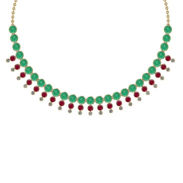 Certified 45.30 Ctw Emerald & Ruby And Diamond VS/SI1 U