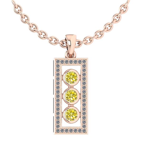 Certified 0.73 Ctw Treated Fancy Yellow Diamond And Whi