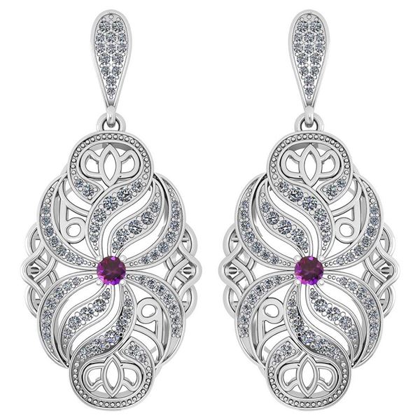 Certified 1.18 Ctw Amethyst And Diamond Wedding/Engagem