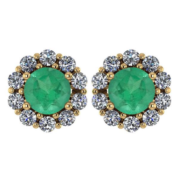 Certified 2.30 Ctw Emerald And Diamond 14k Yellow Gold