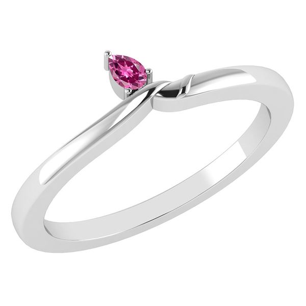 Certified 0.23 Ctw Genuine Pink Tourmaline 18K White Go