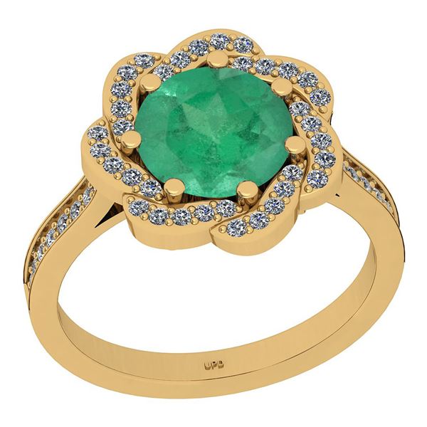 Certified 2.30 Ctw SI2/I1 Emerald And Diamond 14K Yello