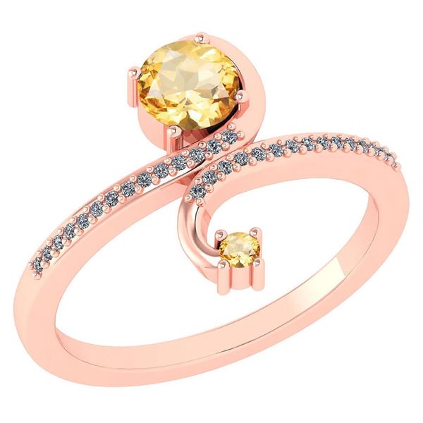 Certified 0.85 Ctw Citrine And Diamond 14k Rose Gold Ha