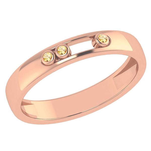 Certified 0.03Ctw Genuine Citrine 14k Rose Gold Band