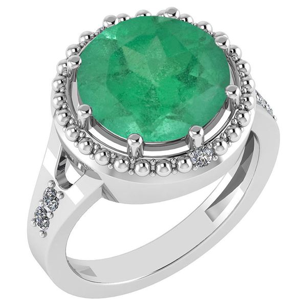 Certified 3.65 Ctw Emerald And Diamond VS/SI1 Halo Ring
