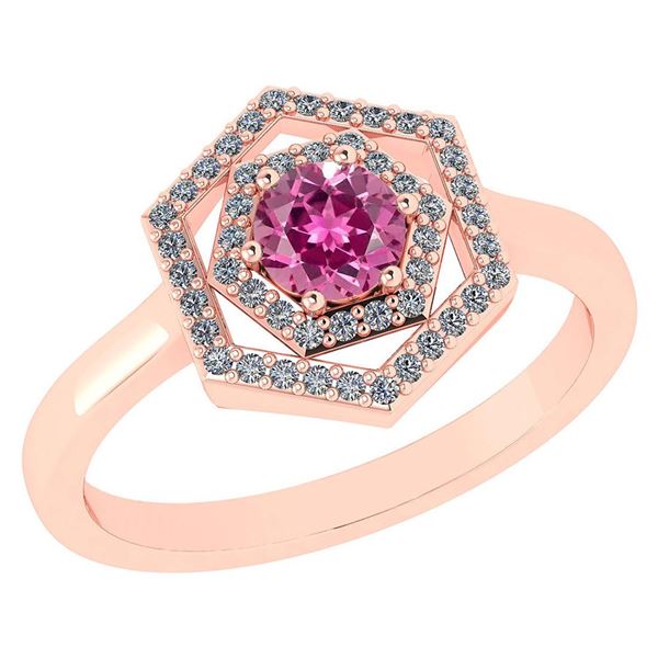 Certified 0.69 Ctw Pink Tourmaline And Diamond 18K Rose