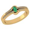 Image 1 : Certified 0.29 Ctw Emerald And Diamond 14k Yellow Gold