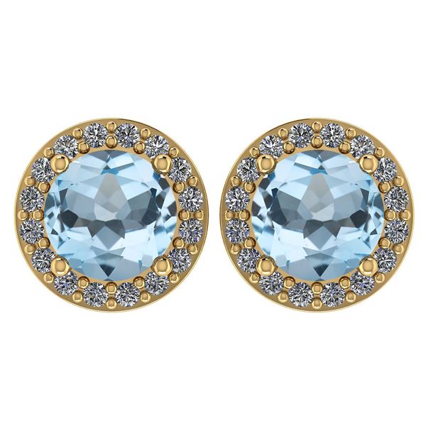 Certified 1.6 Ctw Aquamarine And Diamond 14k Yellow Gol