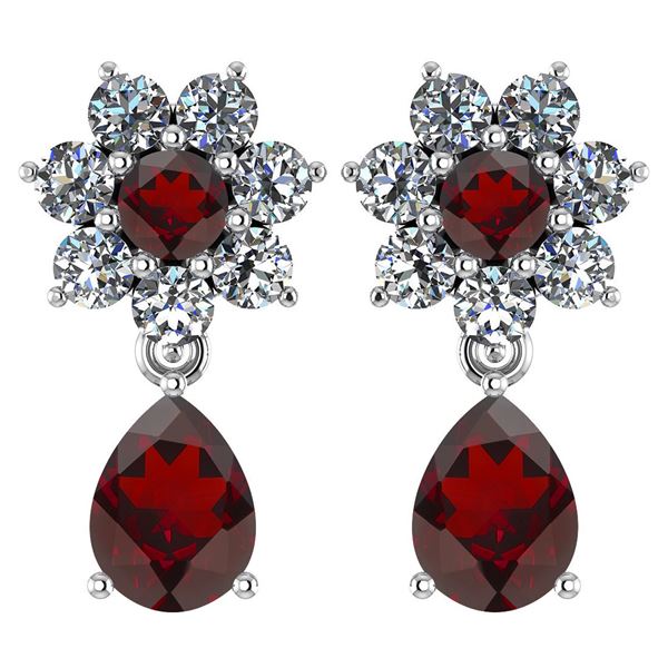 Certified 4.86 Ctw Garnet And Diamond 14k White Gold Ha