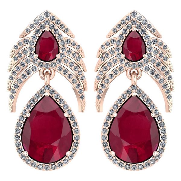 Certified 7.38 Ctw Ruby And Diamond Pear Shape Hangling