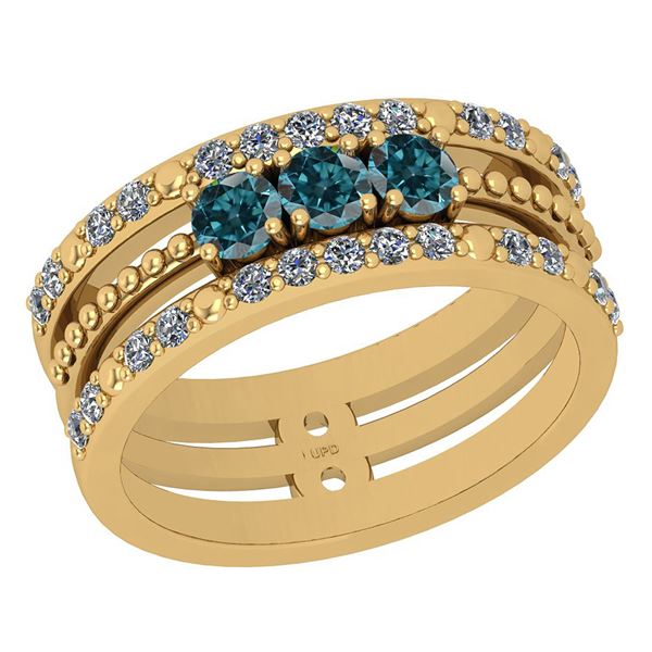 Certified 0.66 Ctw I2/I3 Treated Fancy Blue And Diamond