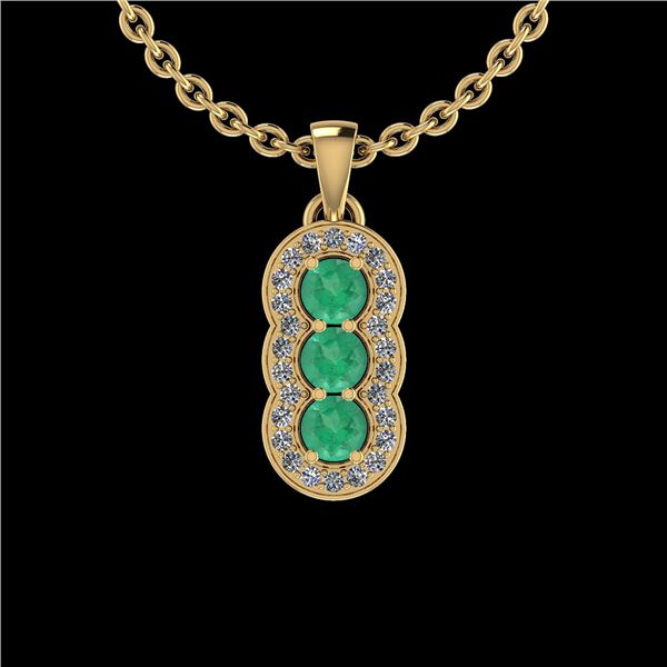 Certified 0.92 Ctw Emerald And Diamond SI1/SI2 14K Yell