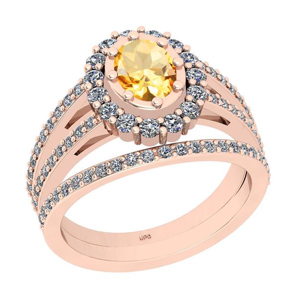 Certified 1.59 Ctw I2/I3 Citrine And Diamond 14K Rose G