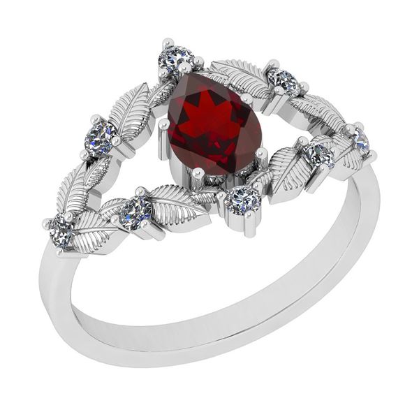 Certified 0.78 Ctw I2/I3 Garnet And Diamond 10K White G
