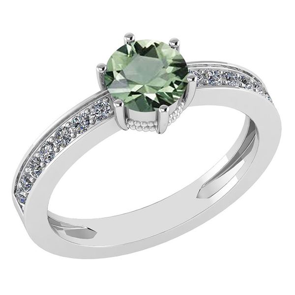 Certified 1.09 Ctw Green Amethyst And Diamond VS/SI1 Ha