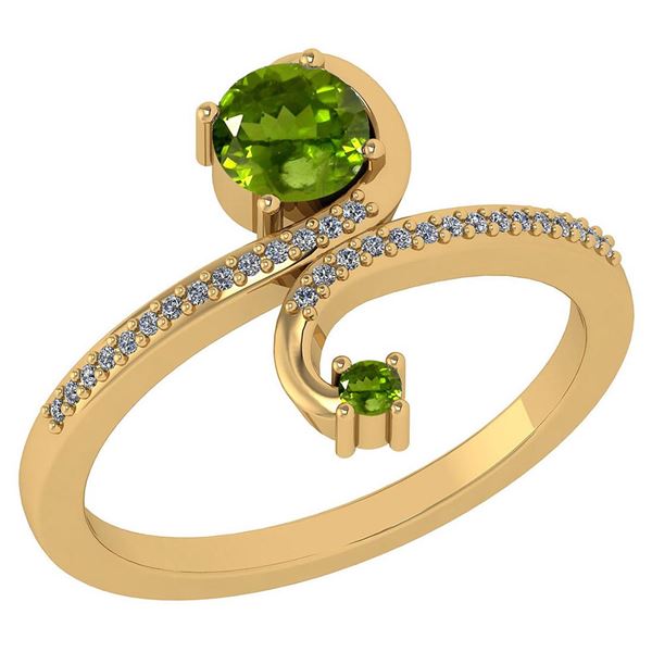 Certified 0.85 Ctw Peridot And Diamond 14k Yellow Gold