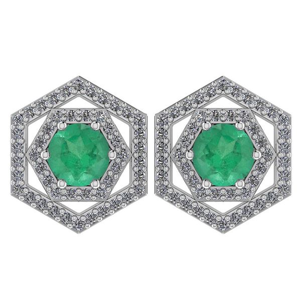 Certified 1.38 Ctw Emerald And Diamond 18k White Gold H