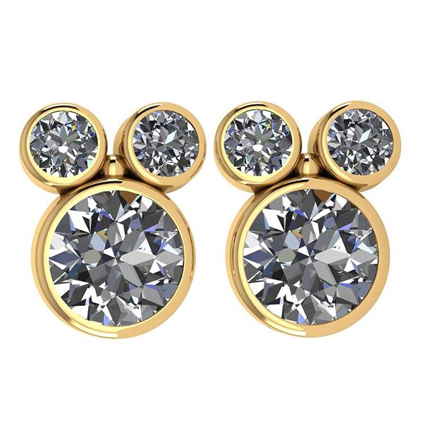 Certified 3.14 Ctw Diamond VS/I1 Stud Earrings 14K Yell