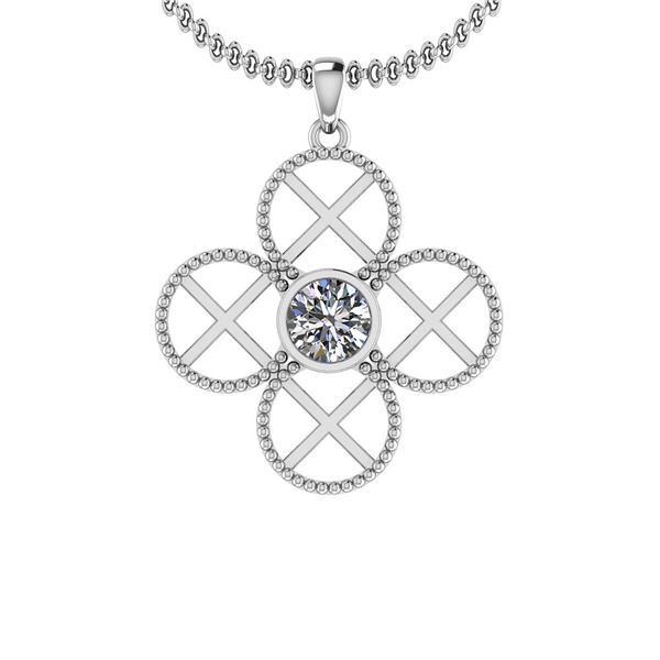 Certified 0.50 Ctw Diamond I1/I2 10k White Gold Pendant