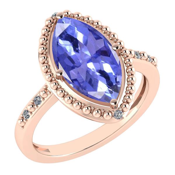 Certified 1.58 Ctw Tanzanite And Diamond VS/SI1 Ring 14