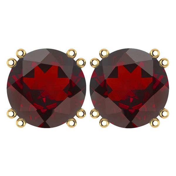Certified 6.00 Ctw Genuine Garnet 14K Yellow Gold Stud